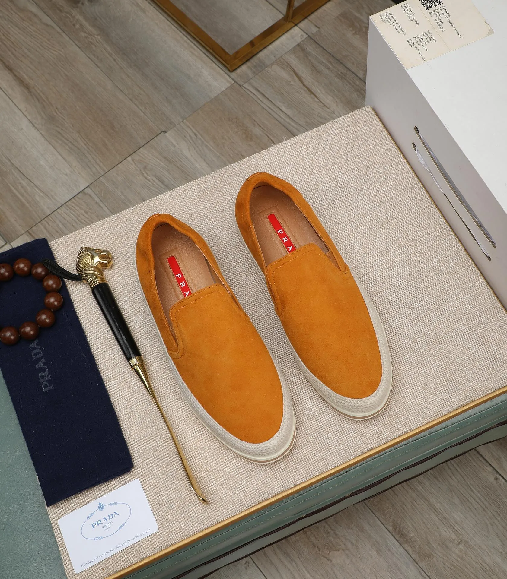 Men's men's shoes 💰460 high-end version. PRADA (Prada) men's casual style, compare the quality at the counter 🧚🏿♂️Imported cowhide fabric 🐎Water-dyed comfortable and soft cowhide lining for feet 🐂Genuine leather outsole with label 🎉 Size 38-44. Can be customized for 45💥🏆